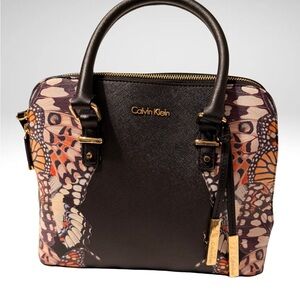 Calvin Klein Black and Multicolor Satchel